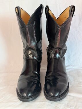 vintage Justin Roper cowboy boots, model number 3040, featuring black leather